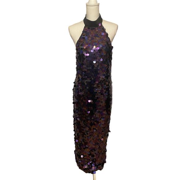 Bronx And Banco Chantal Noir Gown Dress In Black Multi Women's 8 Sequin - Picture 4 of 9